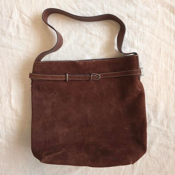 Madewell Handbags - Madewell The Essential Belted Bucket Tote Brown suede belt bag